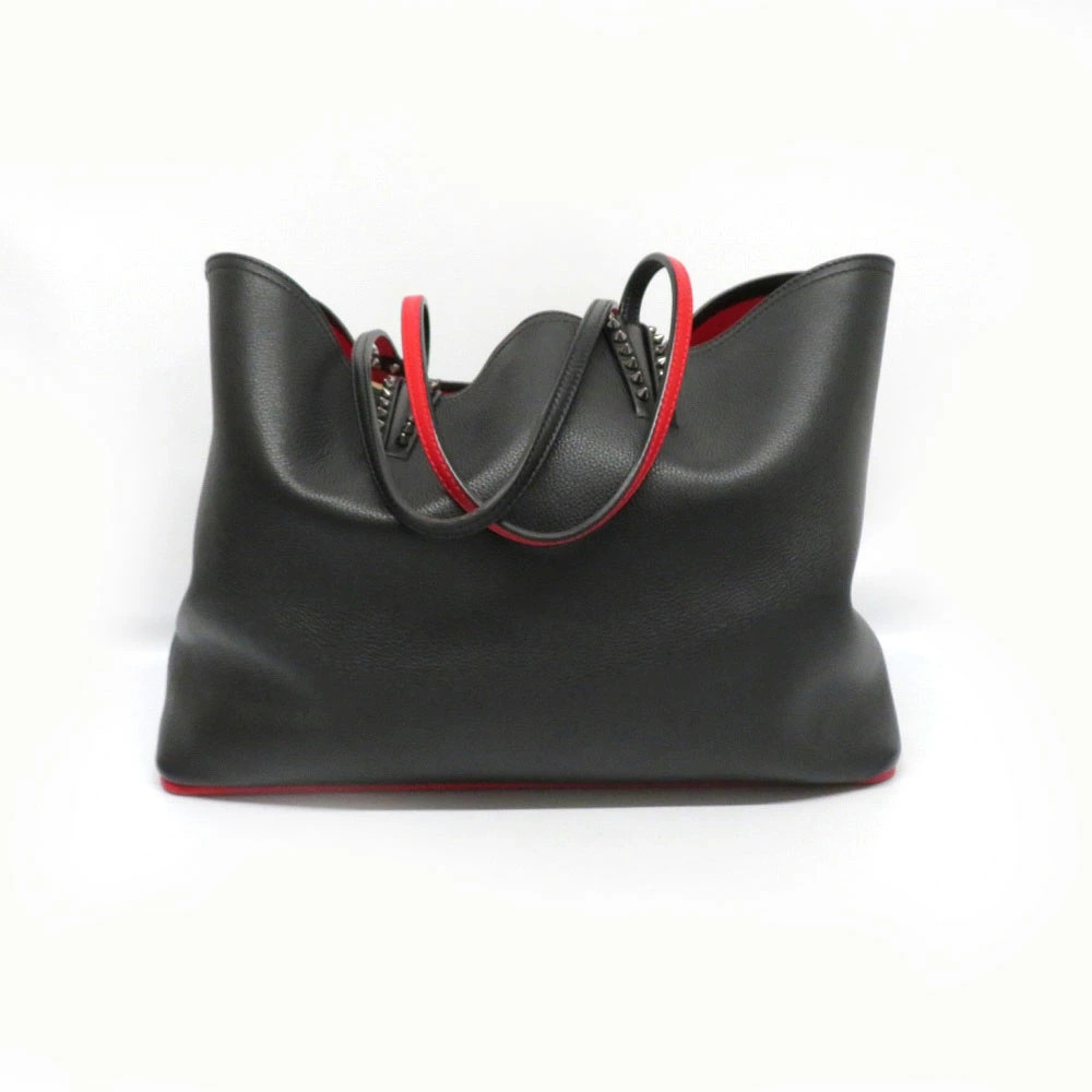 Christian Louboutin CABATA Tote Bag Black Red Leather